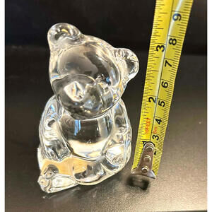 Clear Crystal Glass Teddy Bear Figurine Paperweight Nursery Decor Gift
